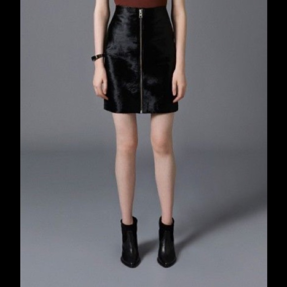 AllSaints leather/ calf hair skirt